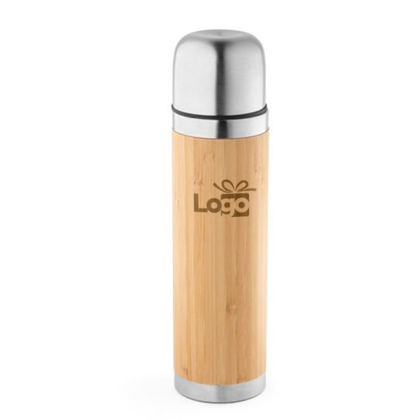 Thermosfles bamboe Ceylon | RVS | 450 ml | Met beker dop Thermosfles bamboe Ceylon | RVS | 450 ml | Met beker dop