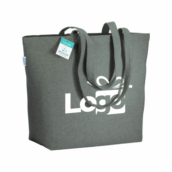 Gereycled katoenen heavy shopper Paraggi | 280 g/m2 | 50×37×17 cm | Met bodem