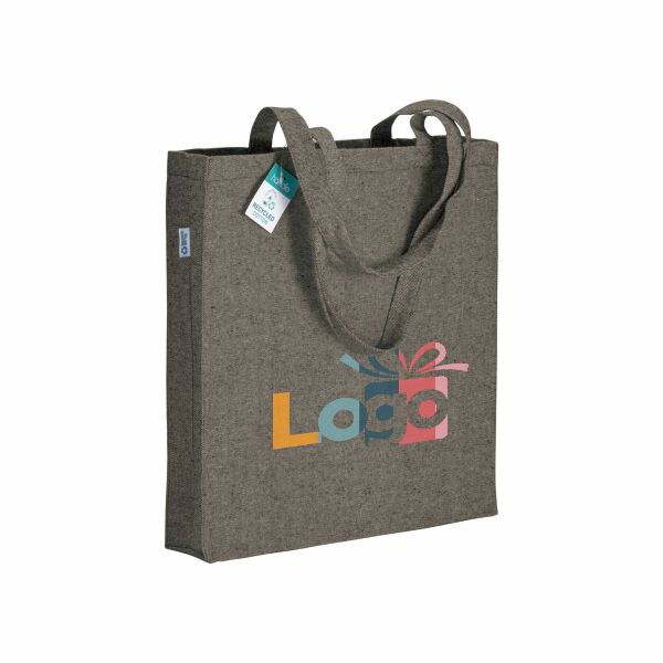 Gerecycled katoenen luxe shopper Ischia Porto | 280 g/m2 | 38×42×8 cm | Met bodem