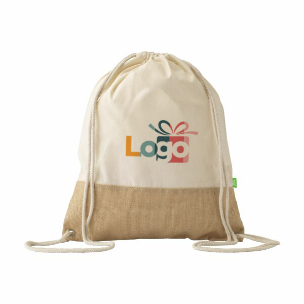 Biologisch katoenen rugtas Ellen | 110 g/m² | 36×44 cm | Jute bodem